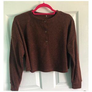 Brown Women's Small Cropped Long-Sleeve Shirt